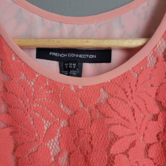 French Connection Coral Lace Overlay Top - Picture 6 of 6